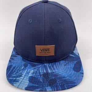 Vans Off The Wall Navy‎ Snapback Hat with Tropical Palm Print Brim